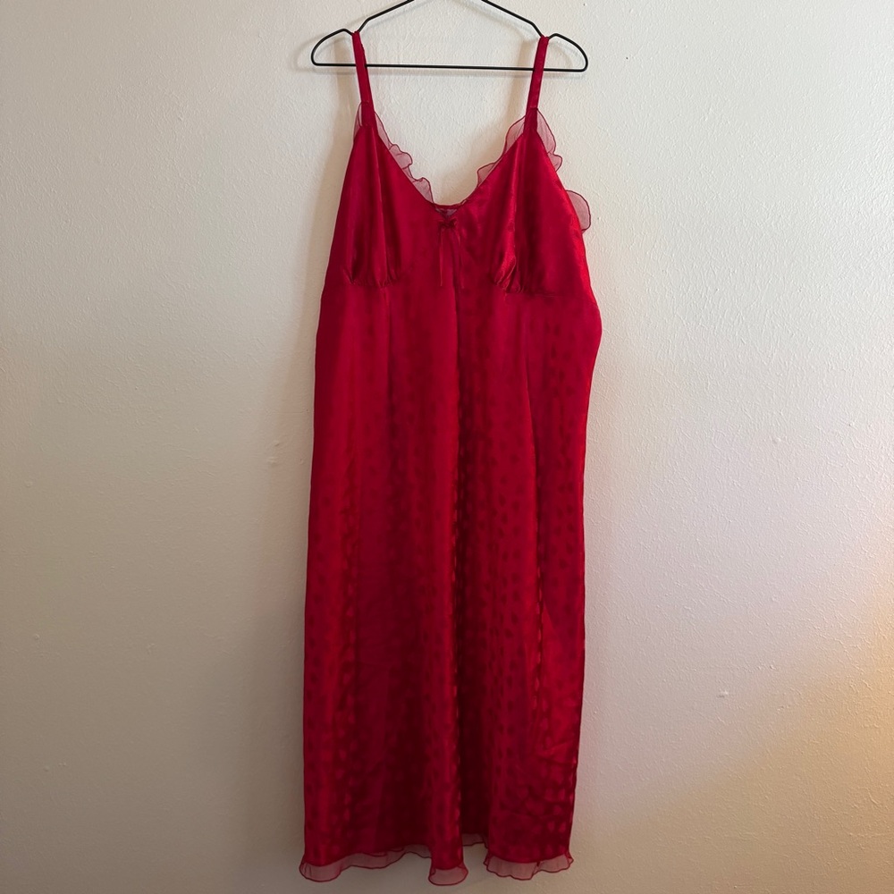 Jaclyn Smith Red Heart Slip with Lace Trim
